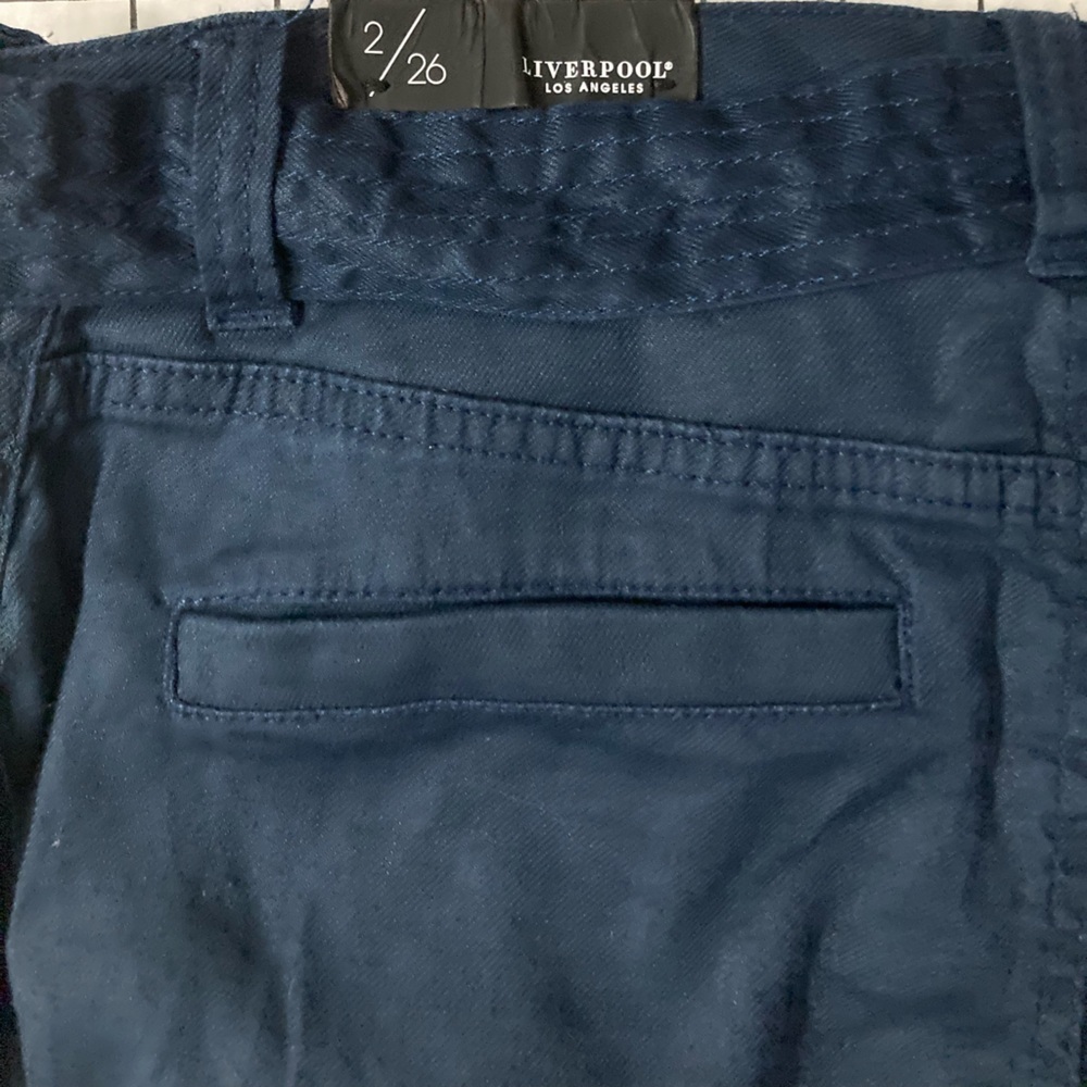 NWT Liverpool Women’s Size 2/26 Mood Indigo Dave Straight Leg Linen Capri Pants - Picture 5 of 9